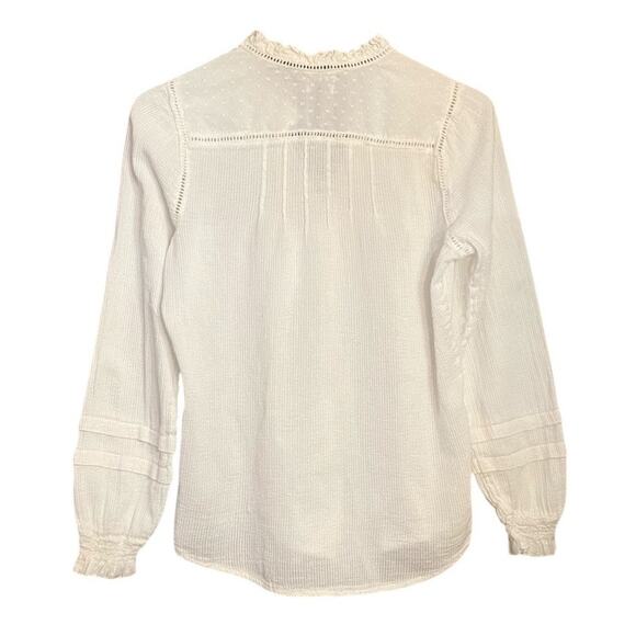 Faherty Willa White Button Up Blouse Western Prairie Women’s Size Small Romantic - Picture 5 of 9
